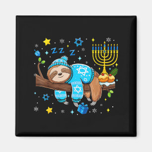 Funny Hanukkah Sloth Jewish Chanukah Sleeng Hanukk Magnet