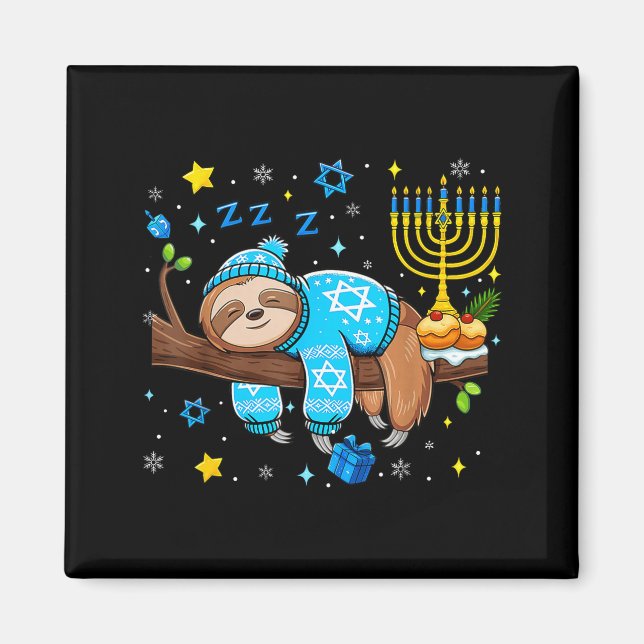 Funny Hanukkah Sloth Jewish Chanukah Sleeng Hanukk Magnet (Front)