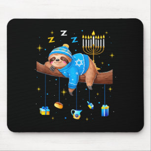 Funny Hanukkah Sloth Jewish Chanukah Sleeng Hanukk Mouse Mat