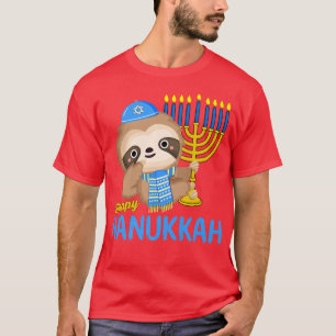 Funny Hanukkah Sloth Menorah Pajamas for Hebrew Gi T-Shirt