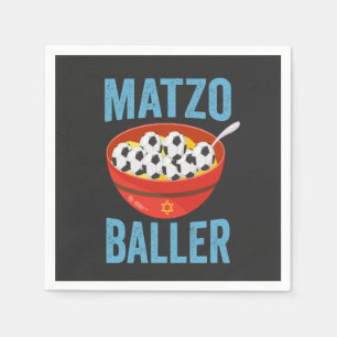 Funny Hanukkah Soccer Jewish Athlete Matzo Baller Napkin