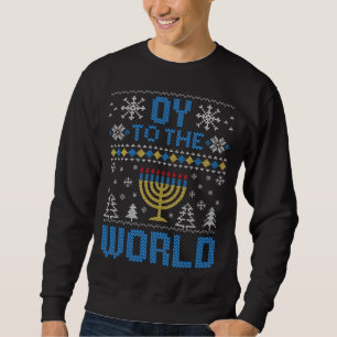 Funny Hanukkah Ugly Sweater Christmas Oy To World