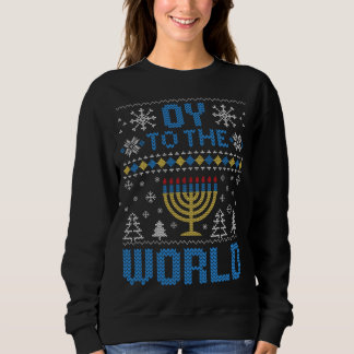 Funny Hanukkah Ugly Sweater Christmas Oy To World