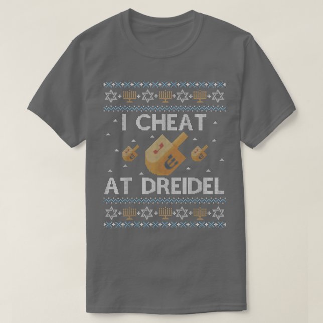 Funny Hanukkah Ugly Sweater Jewish Gift Cheat at D (Design Front)
