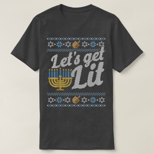 Funny Hanukkah Ugly Sweater Jewish Gift Lets Get L (Design Front)