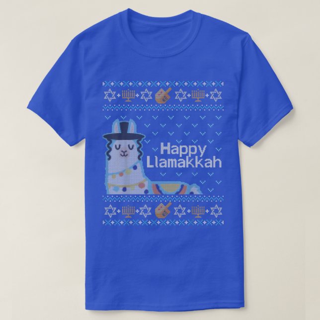 Funny Hanukkah Ugly Sweater Jewish Gift Llama Llam (Design Front)