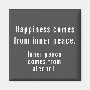 Funny Happiness Alcohol Definition Grey and White Magnet