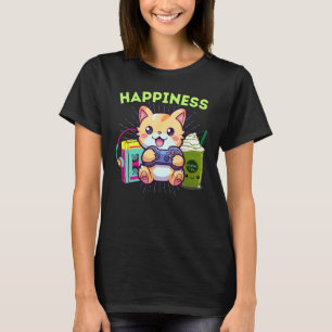 Funny Happiness Gamer Cat Gaming Iced Matcha & The T-Shirt