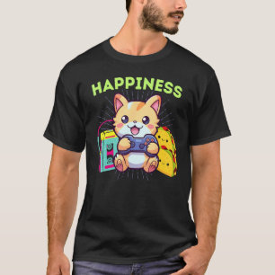 Funny Happiness Gaming Cats Tacos & The 80s Gamer T-Shirt