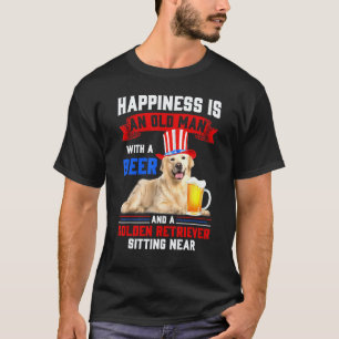 Funny Happiness Is An Old Man With A Beer And A Go T-Shirt