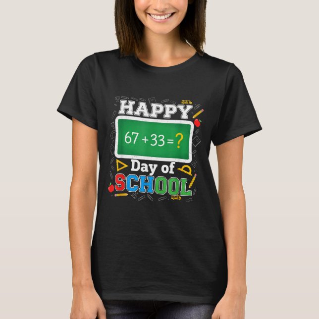 Funny Happy 100 Days Of School Math Teacher Six Se T-Shirt (Front)