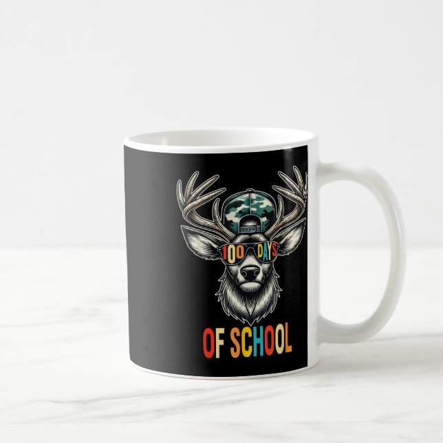 Funny Happy 100th Day 100 Days Of School Deer Girl Coffee Mug (Right)