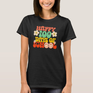 Funny Happy 100th Day Of School Teacher Kids Retro T-Shirt
