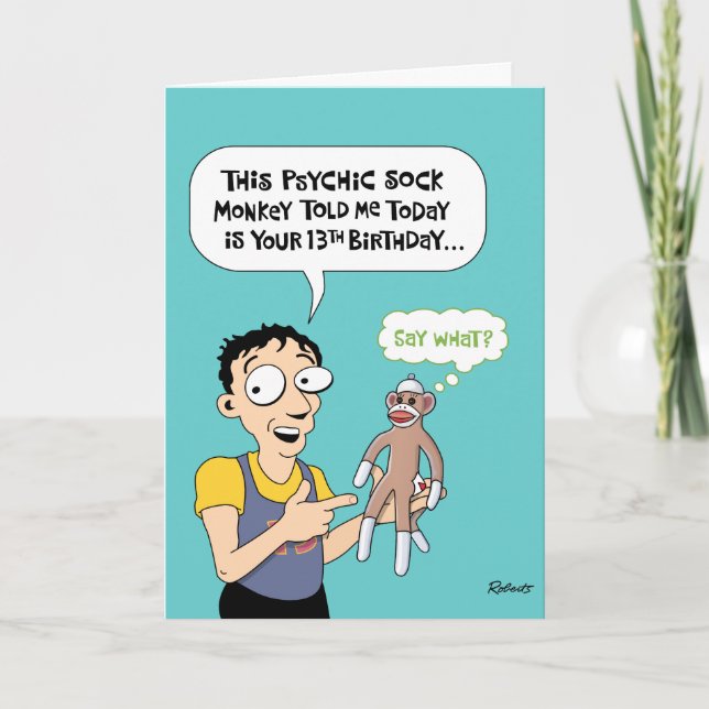 Funny Happy 13th Birthday Card (Front)
