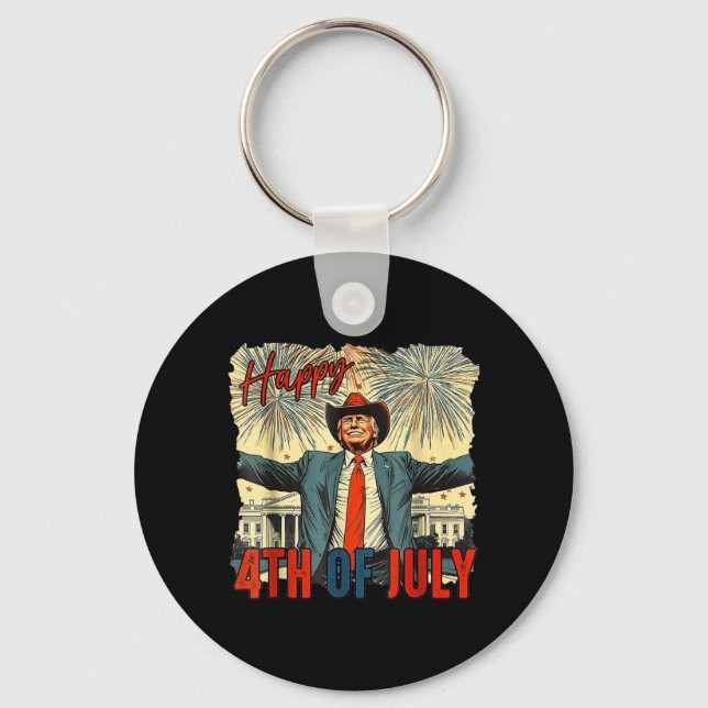 Funny Happy 4th of July Independence Day Key Ring (Front)