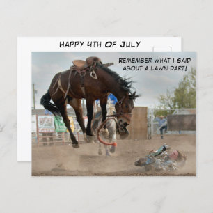 Funny Happy 4th Of July Rodeo Saddle Bronc Event Postcard