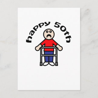 Funny, "Happy 50th" Mens Walker Postcard