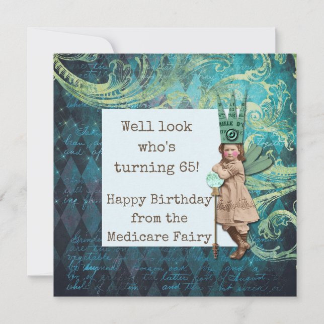 Funny Happy 65th Birthday Medicare Fairy Card (Front)