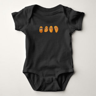 Funny Happy Angry Food Chicken Nuggets Baby Bodysuit
