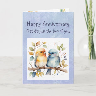 Funny Happy Anniversary Wishes Cute Little Birds Card
