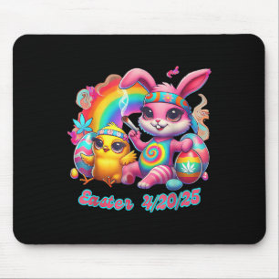Funny Happy April 20 2025 Easter Bunny Chick Cute Mouse Mat