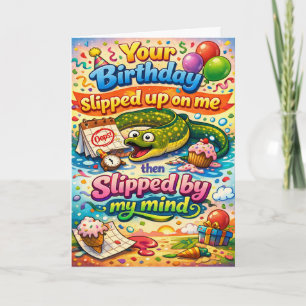 funny happy belated birthday wish card