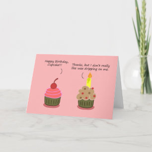 Funny Happy Birthday Card: Cupcake Candle Woes Card