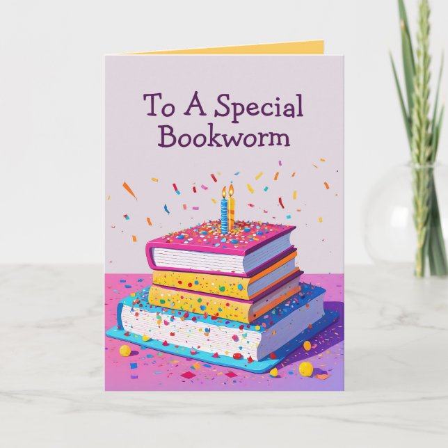 Funny Happy Birthday Card for Bookworm Readers (Front)