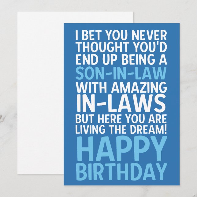 Funny Happy Birthday Card for Son-in-Law (Front/Back)