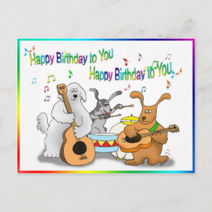 Funny Happy Birthday card with dogs playing