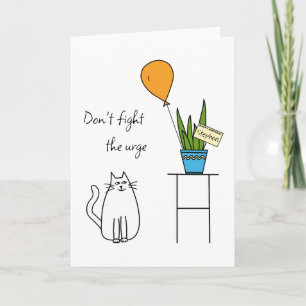 Funny Happy Birthday Cat Add a Name Greeting Card