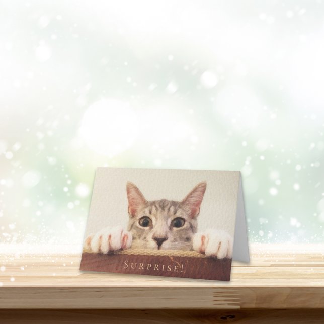 Funny Happy Birthday Cat Face Surprise Card (Creator Uploaded)