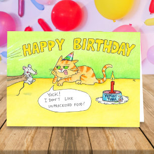Funny Happy Birthday Cat greeting Card