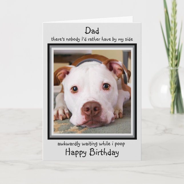 Funny Happy Birthday Dog Dad Black Cute Dog Poop Card (Front)
