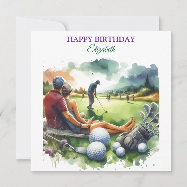 Funny Happy Birthday Golfing Ball Lovers Card (Front)