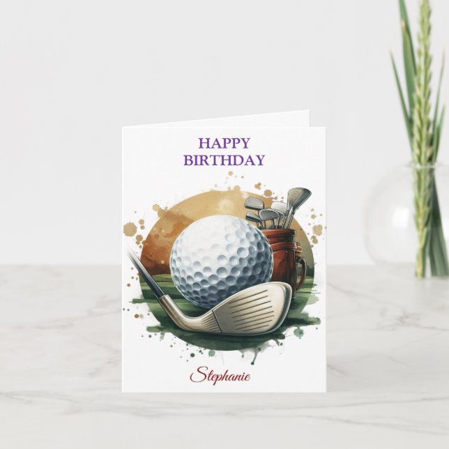 Funny Happy Birthday Golfing Ball Lovers Card (Front)