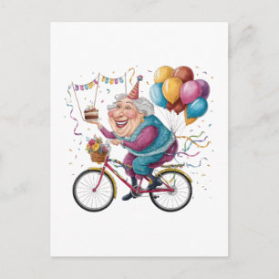 Funny Happy Birthday Grandma Gift Cycling Granny Postcard