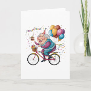 Funny Happy Birthday Grandma Gift Cycling Granny Thank You Card