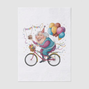Funny Happy Birthday Grandma Gift Cycling Granny Tissue Paper