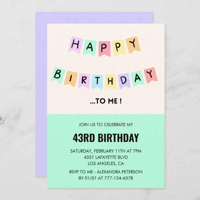  Funny Happy Birthday Humour 43rd birthday  Invitation (Front/Back)