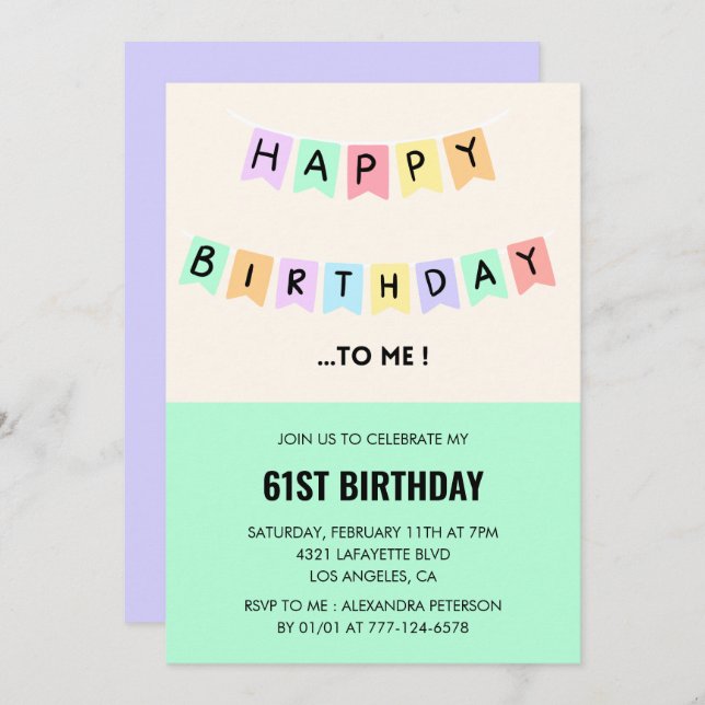  Funny Happy Birthday Humour 61st birthday  Invitation (Front/Back)