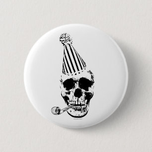 Funny Happy Birthday Party Hat Skull 6 Cm Round Badge