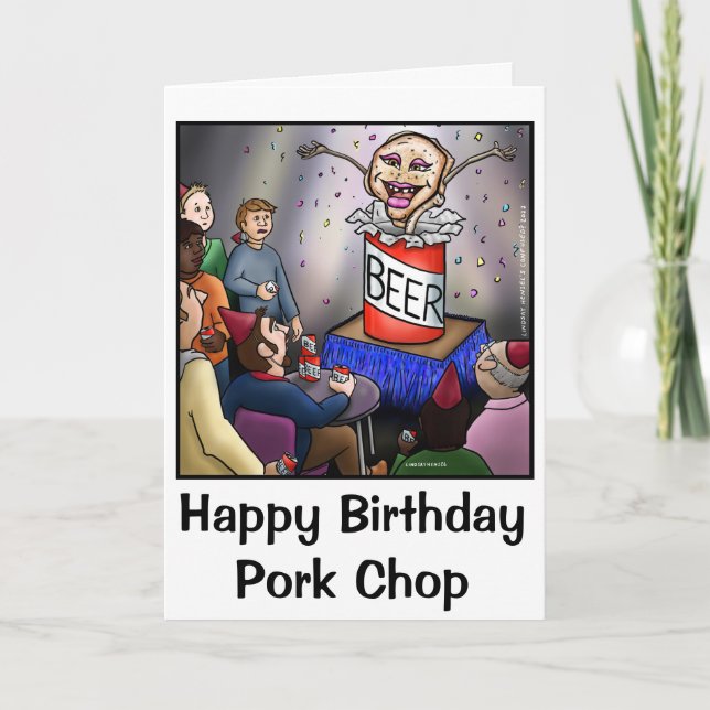 Funny Happy Birthday Pork Chop Card (Front)