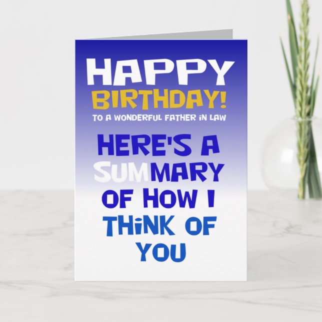 funny happy birthday wish father in law card (Front)