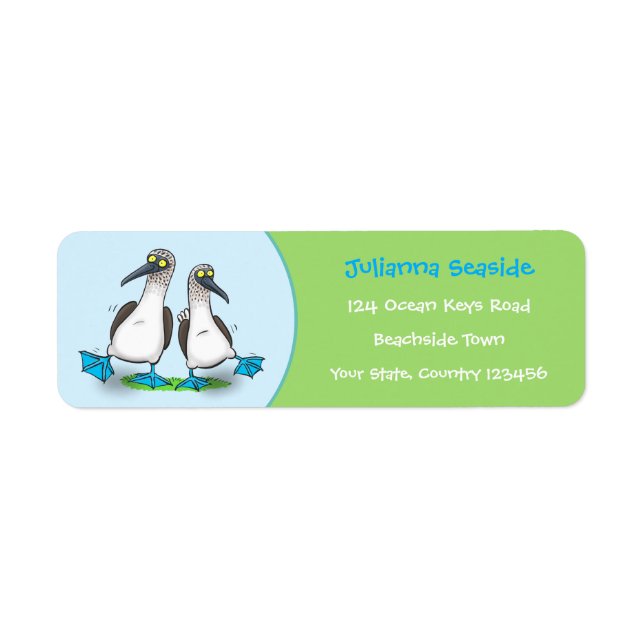 Funny, happy blue footed boobies dancing cartoon (Front)