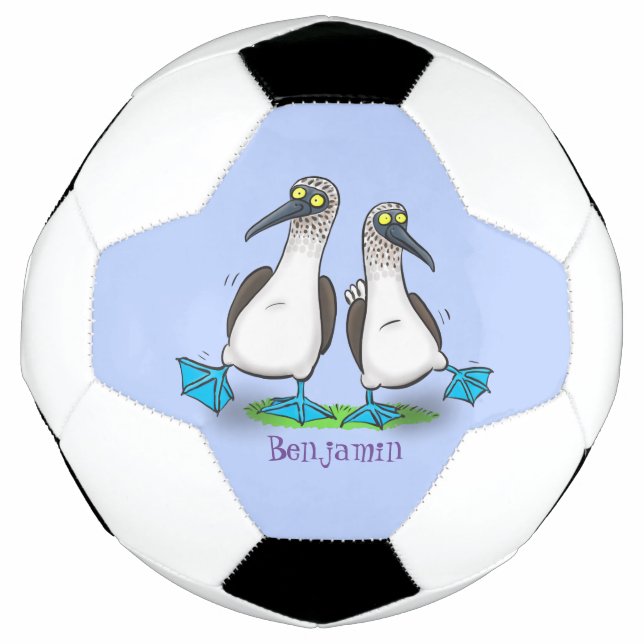 Funny, happy blue footed boobies dancing cartoon football (Front)