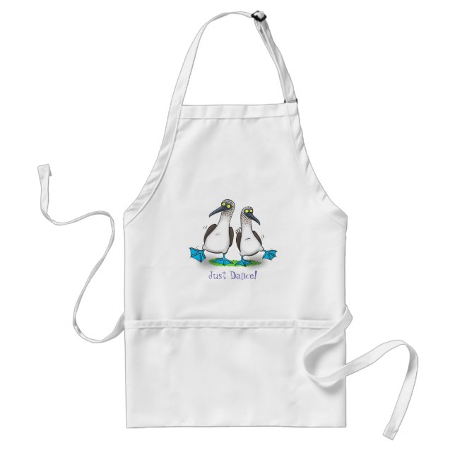 Funny, happy blue footed boobies dancing cartoon standard apron (Front)