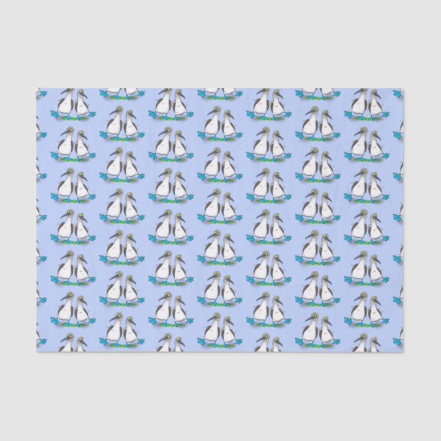 Funny, happy blue footed boobies dancing cartoon tissue paper (Front)