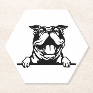 Funny happy Bulldog Paper Coaster