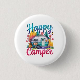 Funny Happy Camper Camping Apparel Trailer RV Kids 3 Cm Round Badge